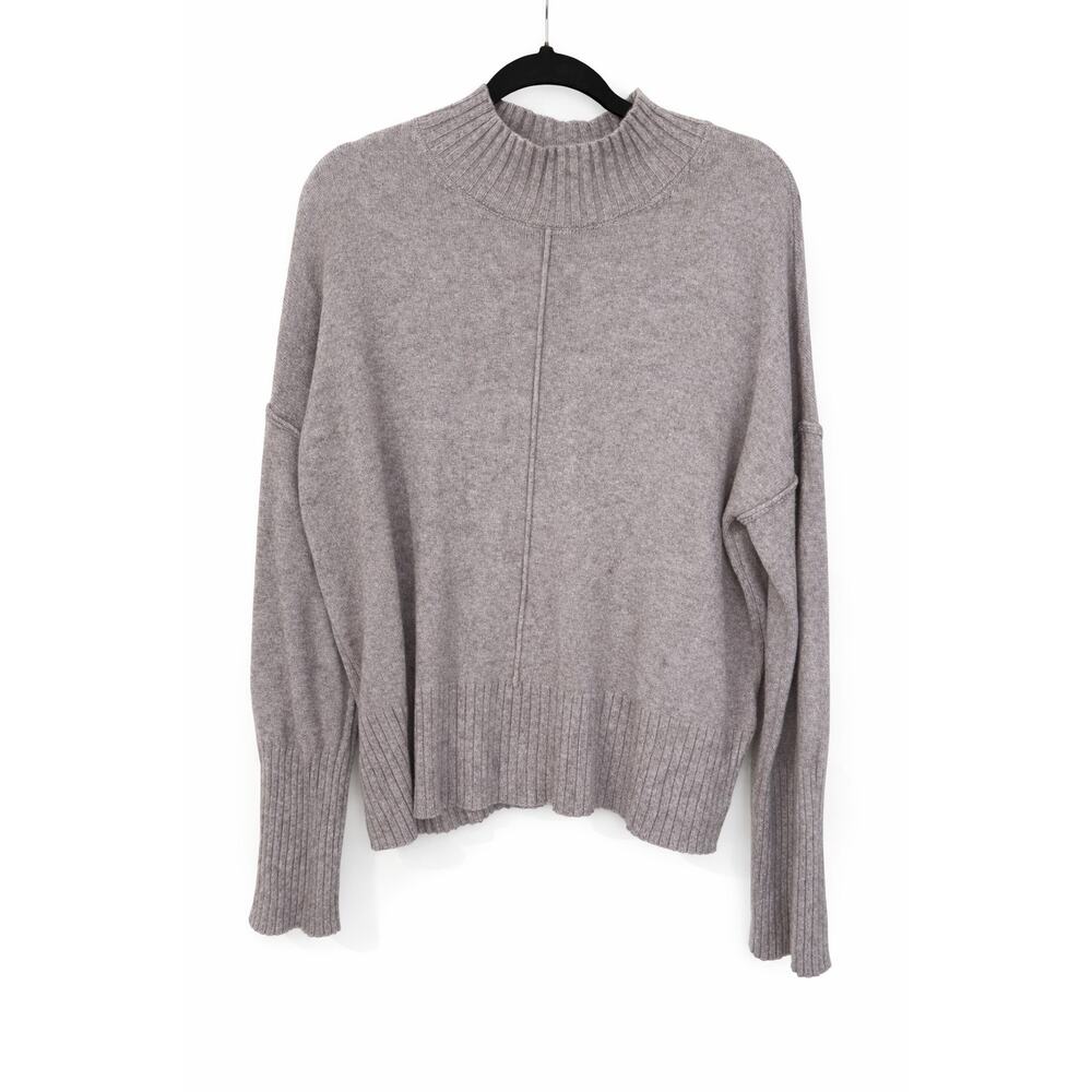 Cyrus Soft‎ Rib Mock Neck Taupe Sweater Womens Medium Quiet Luxury Capsule Knit